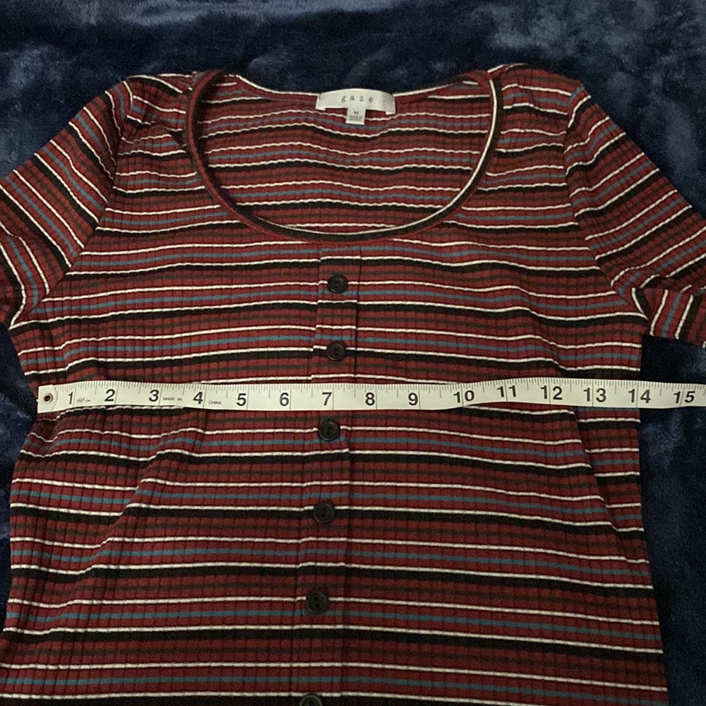 🥭 (4 for $15) GAZE striped ripped top - Picture 4 of 8